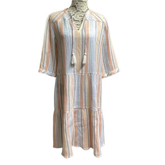 Soft Surroundings Laguna Crinkle gauze midi dress size MP forever peach - Picture 1 of 5